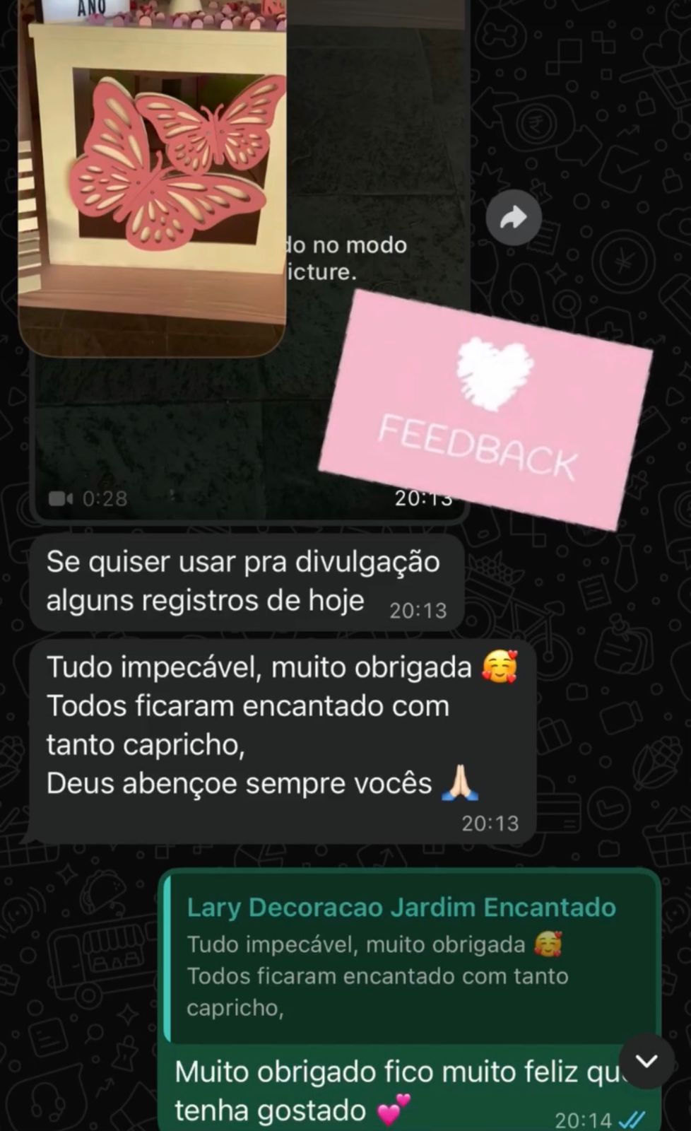 Relato cliente Lary — Jardim Encantado
